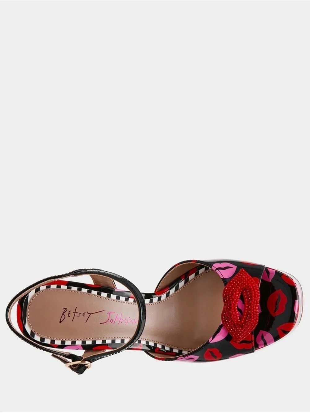 BETSEY JOHNSON Allyson Multi Lips Platform Heels Sandals Sz 5.5 NIB Glam Baddie